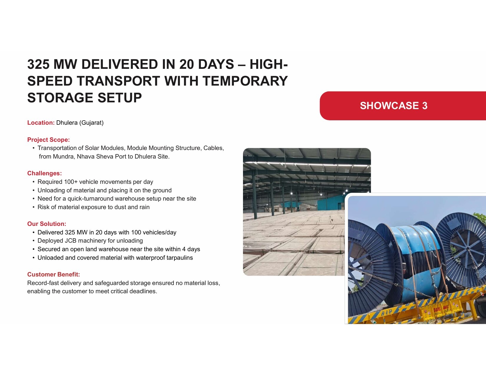 Showcase 3 — 325 MW delivered in 20 days